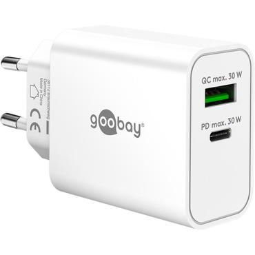 USB-C&trade; PD GaN Dual Fast Charger (30 W) white, white