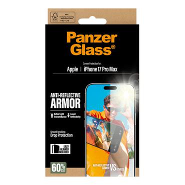 PanzerGlass &reg; Anti-Reflective Armor Sk&aelig;rmbeskyttelse iPhone 17 Pro Max m. EasyAligner
