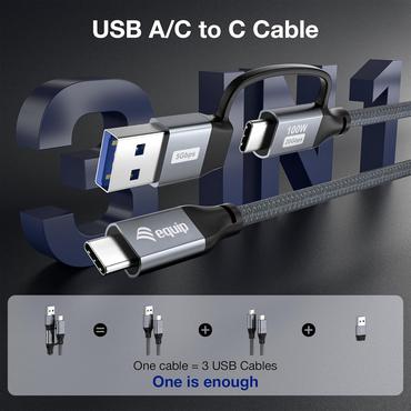 Equip 128432 USB-kabel USB 3.2 Gen 2x2 2 m USB A/USB C USB C Sort