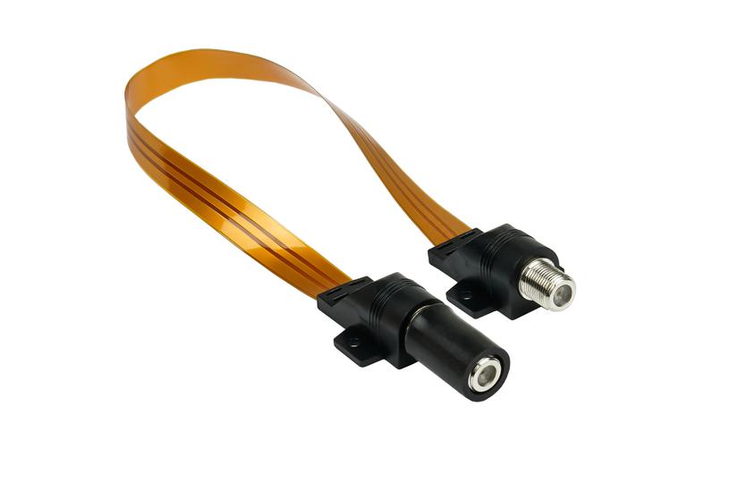 SAT Fensterdurchführung High-Quality mit Wetterschutz, Gesamtlänge inkl. Stecker 54cm, flexible Länge 44cm, transparent, Good Connections® (S-1014Q)