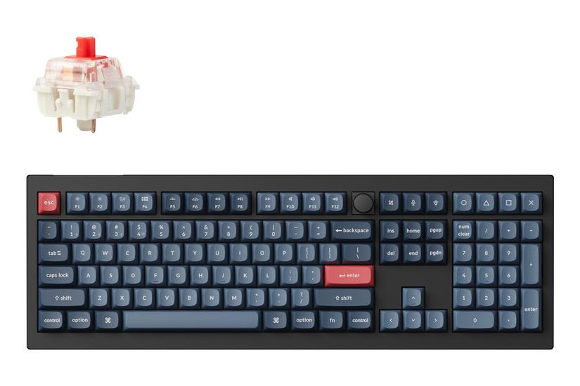 Keychron V6 Max - tangentbord - QMK/VIA, anpassat mekaniskt - 100% full size - med vred - kolsvart Inmatningsenhet