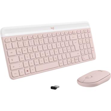 Logitech Slim Wireless Combo MK470 - sæt med mus og tastatur - QWERTZ - tysk - rose Indgangsudstyr