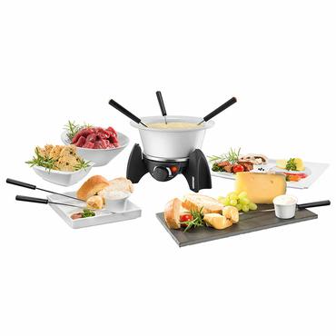 UNOLD FONDUE SET - fonduegryta - svart / rostfritt stål