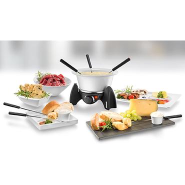 UNOLD FONDUE SET - fonduegryta - svart / rostfritt stål