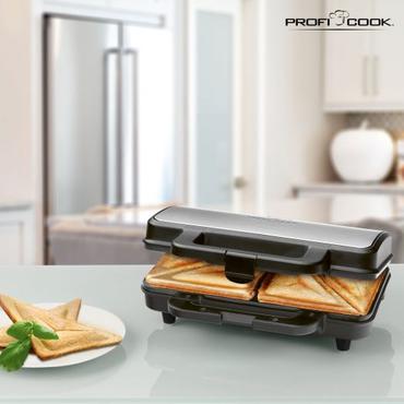 ProfiCook PC-ST 1092 - sandwichtoaster - rustfrit st&aring;l/sort