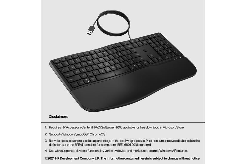 HP 480 Comfort - tangentbord - 3-zone layout, multi-device, 23 programmable keys full size - QWERTY - internationell engelska - svart Inmatningsenhet