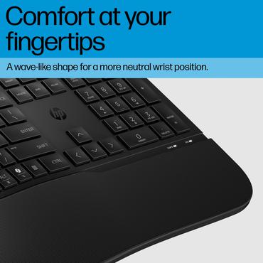 HP 480 Comfort - tangentbord - 3-zone layout, multi-device, 23 programmable keys full size - QWERTY - internationell engelska - svart Inmatningsenhet