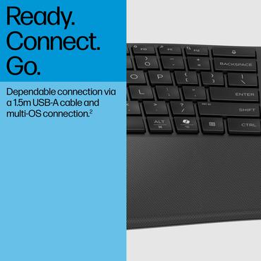 HP 480 Comfort - tangentbord - 3-zone layout, multi-device, 23 programmable keys full size - QWERTY - internationell engelska - svart Inmatningsenhet