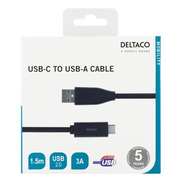 DELTACO USBC-1005M - USB typ C-kabel - 24 pin USB-C till USB - 1.5 m