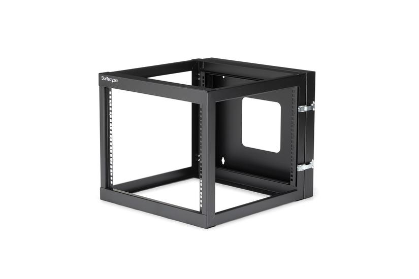 StarTech.com "8U Hinged Open Frame Wall Mount Network Rack - 4-Post 22"" Depth Swing Out Computer Equipment Rack - 140lbs capacity (RK819WALLOH)" - rack - 8U