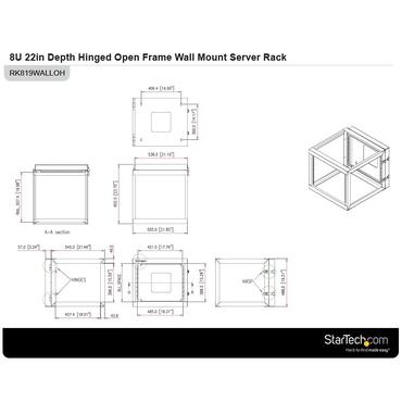 StarTech.com "8U Hinged Open Frame Wall Mount Network Rack