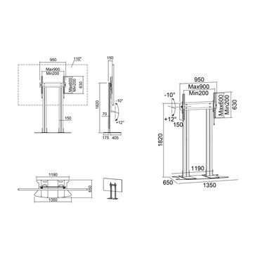 Multibrackets M Display Stand 180 Dual Pillar st&auml;ll - f&ouml;r platt panel - svart