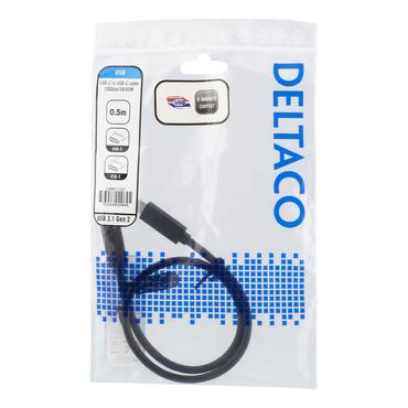 DELTACO - USB typ C-kabel - 24 pin USB-C till 24 pin USB-C - 50 cm