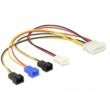 Delock Molex 4 pin > 4 x 2 pin fan (12 V / 7 V / 5 V) - str&ouml;mkabel till fl&auml;kt - 20 cm