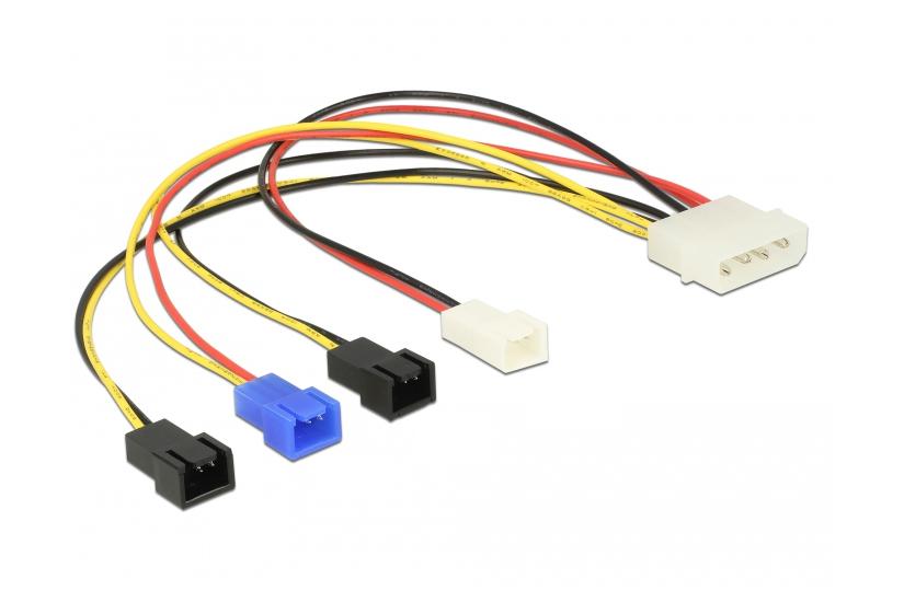 Delock Molex 4 pin > 4 x 2 pin fan (12 V / 7 V / 5 V) - str&ouml;mkabel till fl&auml;kt - 20 cm