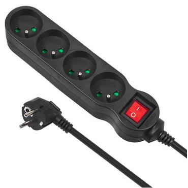 Maclean MCE181 stikd&aring;se 3 m 4 AC stikkontakt(er) Indend&oslash;rs Sort