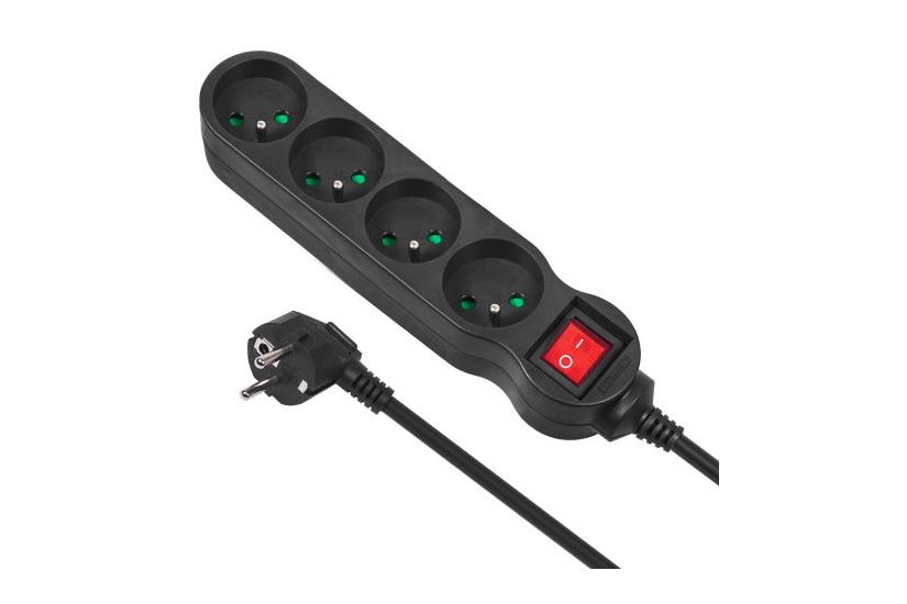 Maclean MCE181 stikd&aring;se 3 m 4 AC stikkontakt(er) Indend&oslash;rs Sort