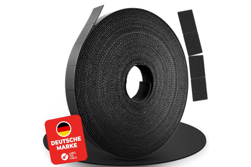 LABEL THE CABLE Kabelsamler - Kardborre - 10 mm - Velour - Svart - 15 mm