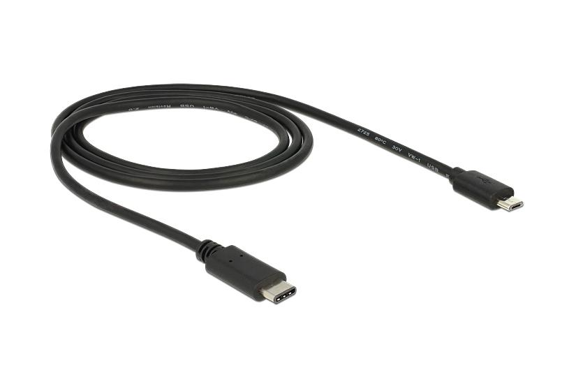 Delock - USB typ C-kabel - 24 pin USB-C till mikro-USB typ B - 1 m