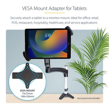 StarTech.com VESA Mount Adapter for Tablets 7.9 to 12.5in - Up to 2kg (4.4lb) - 75x75/100x100 VESA Patterns - Universal Anti-Theft Tablet VESA Mount Clamp - Secure Tablet Mount - Black monteringssæt - for tablet - sort