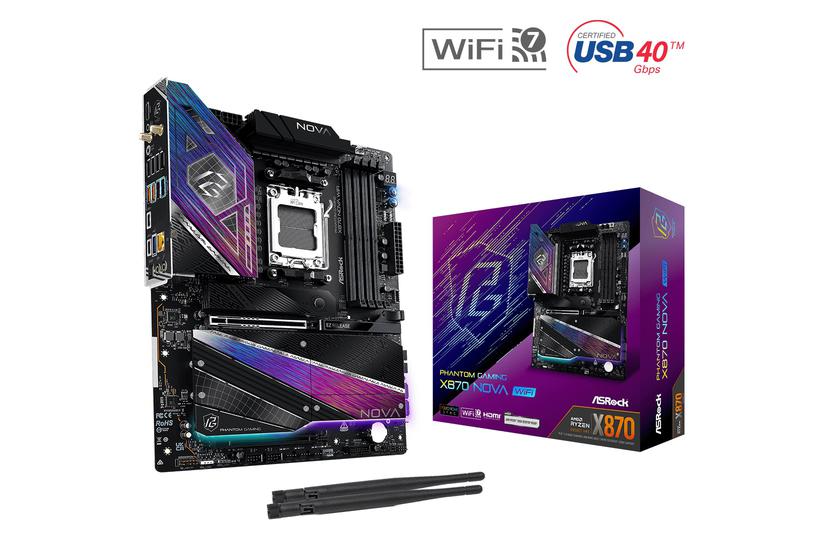 ASRock Moderkort - AMD X870 - AM5-sockel - ATX - DDR5-SDRAM - 5000 - 4 minnesplatser