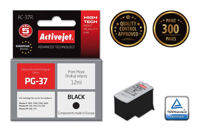 Activejet AC-37R-blæk (erstatning for Canon PG-37; Premium; 12 ml; sort)