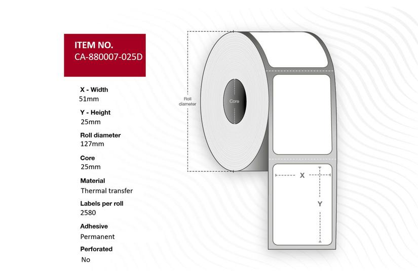 Label 51 x 25mm, Core 25mm,