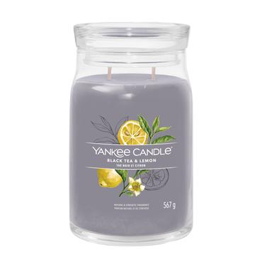 Yankee Candle Signature vokslys Cylinder Black tea (leaf), Citron Gr&aring; 1 stk