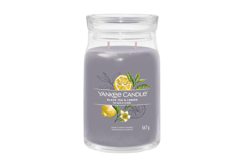 Yankee Candle Signature vokslys Cylinder Black tea (leaf), Citron Gr&aring; 1 stk