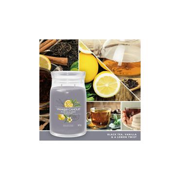 Yankee Candle Signature vokslys Cylinder Black tea (leaf), Citron Gr&aring; 1 stk