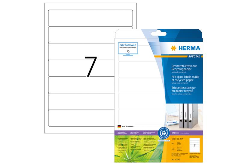 HERMA  Ordneretiketten Recycling A4 20 Blatt 192x38