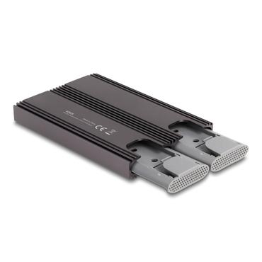 Delock - lagringspakning - external, dual combo, toolfree - M.2 Card (PCIe NVMe & SATA) - USB-C 3.2 (Gen 2x1)