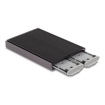 Delock - lagringspakning - external, dual combo, toolfree - M.2 Card (PCIe NVMe & SATA) - USB-C 3.2 (Gen 2x1)