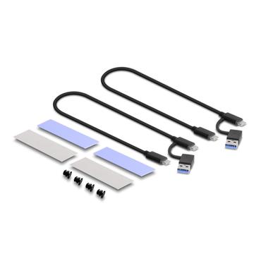 Delock - lagringspakning - external, dual combo, toolfree - M.2 Card (PCIe NVMe & SATA) - USB-C 3.2 (Gen 2x1)