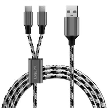 USB2.0 cable, A/M to     micro-USB + USB-C, 1.2m