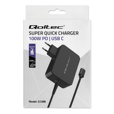 Qoltec GaN POWER PRO - USB-C strømadapter - 3-5A, 5-20V - 100 Watt