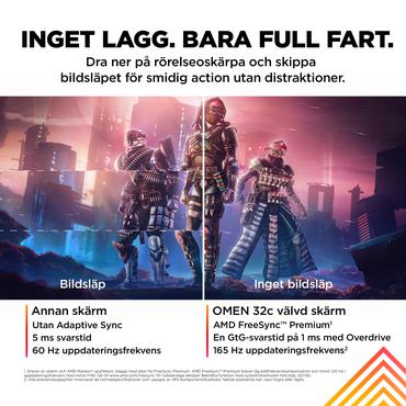 OMEN by HP 32c skærm - Kantbelyst LED - 31.5" - AMD FreeSync Premium - VA - 1ms - QHD 2560x1440