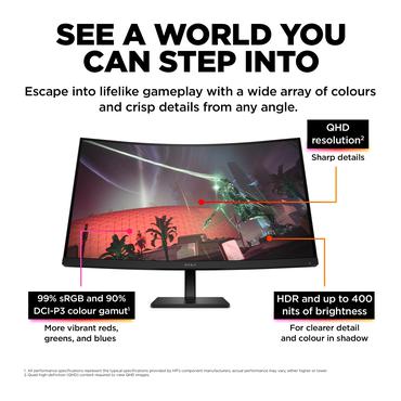 OMEN by HP 32c skærm - Kantbelyst LED - 31.5" - AMD FreeSync Premium - VA - 1ms - QHD 2560x1440