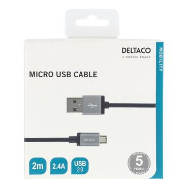 DELTACO MICRO-113F - USB-kabel - USB till mikro-USB typ B - 2 m
