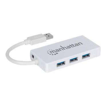 Manhattan 3-Port USB 3.0 Hub with Gigabit Ethernet Adapter