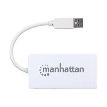 Manhattan 3-Port USB 3.0 Hub with Gigabit Ethernet Adapter
