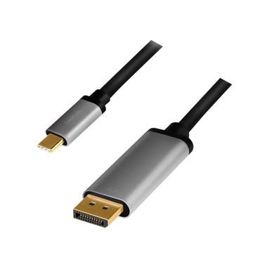 LogiLink CUA0100 kabel k&oslash;nsskifter DisplayPort USB 3.2 Gen1 Type-C Sort, Gr&aring;