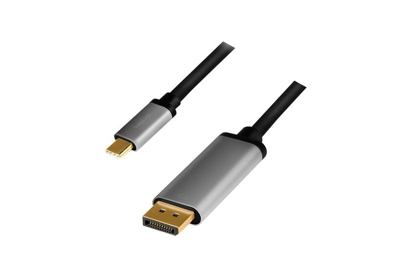 LogiLink CUA0100 kabel k&oslash;nsskifter DisplayPort USB 3.2 Gen1 Type-C Sort, Gr&aring;