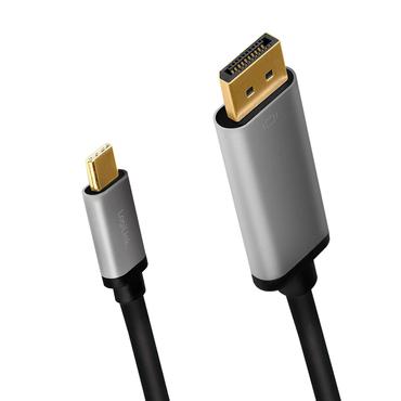 LogiLink CUA0100 kabel k&oslash;nsskifter DisplayPort USB 3.2 Gen1 Type-C Sort, Gr&aring;