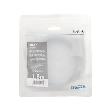 LogiLink CUA0100 kabel k&oslash;nsskifter DisplayPort USB 3.2 Gen1 Type-C Sort, Gr&aring;
