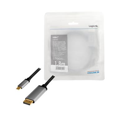 LogiLink CUA0100 kabel k&oslash;nsskifter DisplayPort USB 3.2 Gen1 Type-C Sort, Gr&aring;