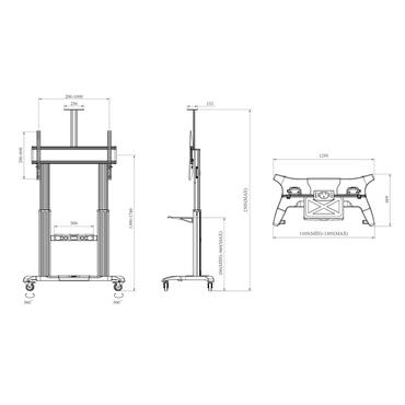 Multibrackets M Public Dual Pillar 180 HD vagn - f&ouml;r platt panel - svart