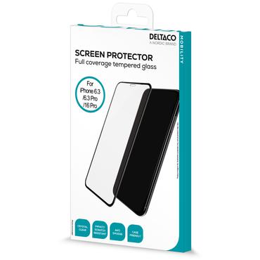 Deltaco Screen protector iPhone 16 Pro/17/17 Pro, full-fit silicate