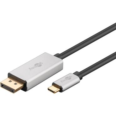 Goobay 60177 videokabel adapter 3 m USB Type-C DisplayPort Sort, Sølv