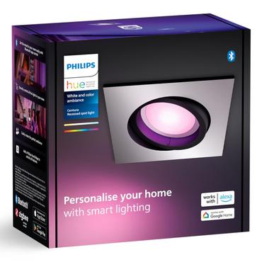 White & Color Ambiance Centura Einbauspot (silber, eckig)